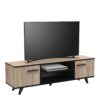Meuble TV WAYNE Imitation chêne et noir