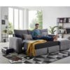 Canapé d'angle convertible méridienne réversible tissu gris foncé BROADWAY