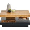 Table basse plateau pivotant TURN Imitation chêne et noir