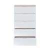 Commode 5 tiroirs LINEA Blanc et imitation chêne