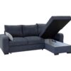 Canapé d'angle convertible méridienne réversible tissu gris foncé BROADWAY