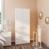 Armoire 2 portes 2 tiroirs LUMIA blanc