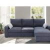 Canapé d'angle convertible méridienne réversible tissu gris foncé BROADWAY