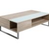 Table basse plateau relevable AZALEA Blanc et imitation chêne