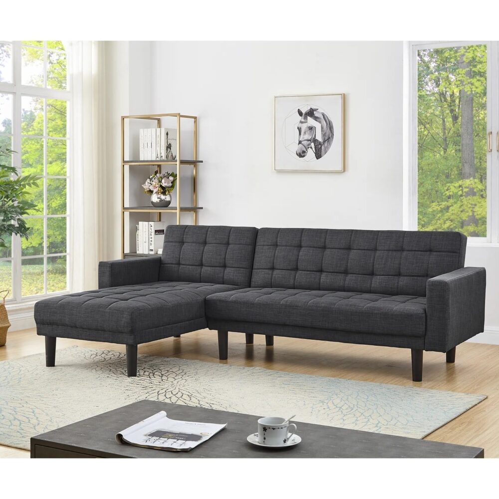 Canapé d'angle ANDREW convertible Gris anthracite