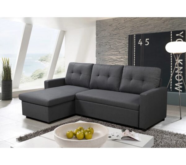Canapé d'angle SYRA réversible convertible tissu Gris foncé