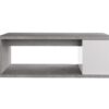 Table basse plateau relevable avec coffre DESPACITO Imitation béton et blanc