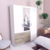 Armoire 3 portes 2 tiroirs L.134 cm READY imitation chêne kronberg et blanc