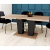 Table extensible L.140 à 180 cm LEXIE imitation chêne et noir