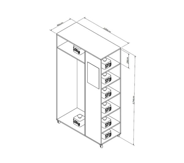 telechargement_1_9179816d-a39f-4ce9-b2a2-79bef46c8683 Meuble Dressing Penderie Blanc 8 Niches Miroir Roulettes L 100 H 174 P 45 Cm