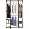 Portant Meuble Rangement Penderie En Acier+mdf.porte-vêtements 120x40x201cm.noir+chêne Clair