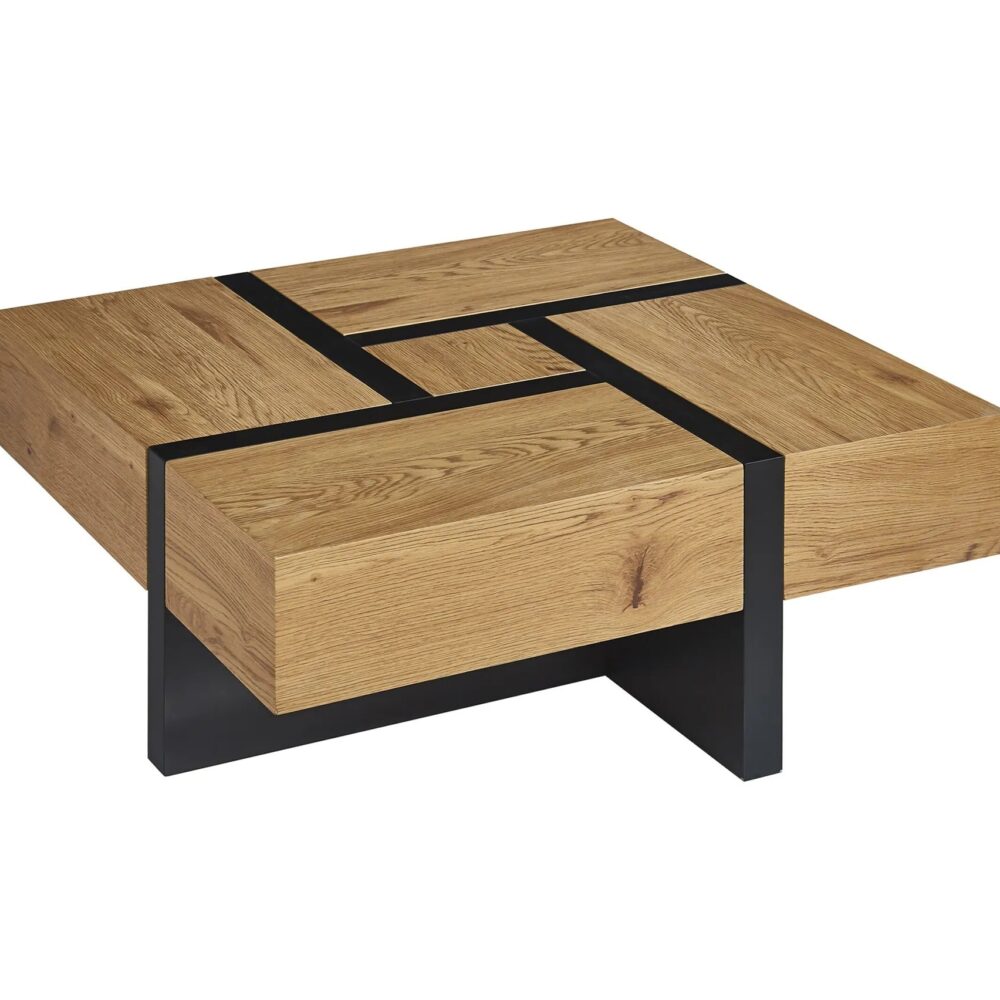 Table basse SQUARE Imitation chêne et noir