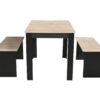Ensemble table à manger et 2 bancs PASTA noir et imitation chêne