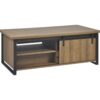 Table basse avec rangements CAISSE imitation chêne et noir