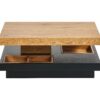 Table basse plateau pivotant TURN Imitation chêne et noir