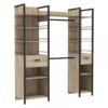 Aménagement Dressing Extensible Chêne/noir - Gari - L 140/179 X L 48 X H 207 Cm