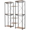 Portant.meuble Rangement Pour Vêtements.penderie Ouverte En Acier+mdf.chêne+noir.165x39.8x204.6cm