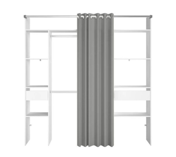 telechargement_2_423c20bb-1928-44d4-ac70-0f54bead8d62 Dressing Avec Rideau - 2 Tiroirs Et 2 Colonnes - Décor Blanc - L 198 X P 40 X H 203 Cm - Artic