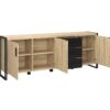 Buffet 3 portes PARKER imitation chêne et noir