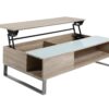 Table basse plateau relevable AZALEA Blanc et imitation chêne