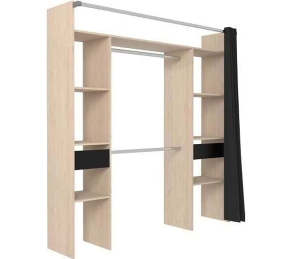 telechargement_2_6cab1b3c-49bc-484c-9c3c-ee31038e0160 Dressing Avec Rideau - 2 Colonnes Avec 2 Tiroirs + 2 Penderies - Décor Chêne Jackson Et Noir - Como