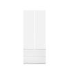 Armoire 2 portes 2 tiroirs LUMIA blanc