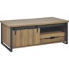 Table basse avec rangements CAISSE imitation chêne et noir