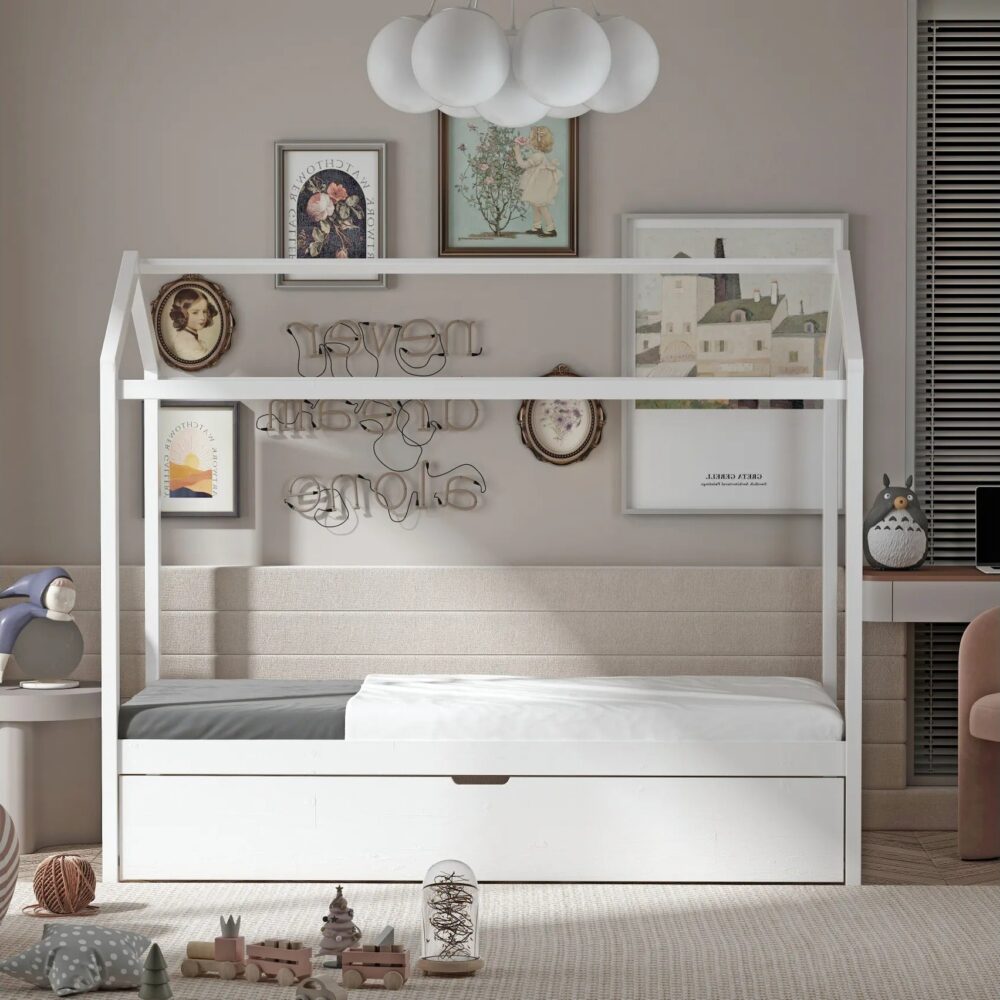 Lit cabane INOA 90x190 cm 1 tiroir Blanc