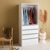 Module Dressing Avec 4 Tiroirs Et 1 Penderie Blanc. Panneaux Stratifiés