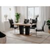 Table extensible L.140 à 180 cm LEXIE imitation chêne et noir
