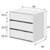 Caisson 3 Tiroirs Pour Intérieur D'armoire - Tsira - L 60 X L 44 X H 57 Cm