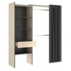 Armoire Dressing Extensible Avec Rideau + 1 Tiroir - L. 110-160 X H. 203 X P. 50 Cm
