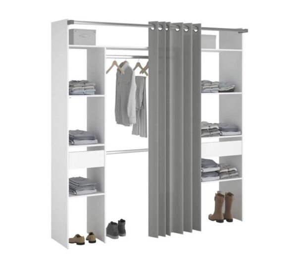 telechargement_3_0612c700-3dd7-4d28-abf2-1d6684b1357f Dressing Avec Rideau - 2 Tiroirs Et 2 Colonnes - Décor Blanc - L 198 X P 40 X H 203 Cm - Artic