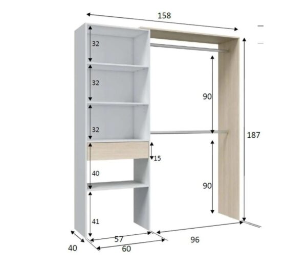 telechargement_3_0950edee-7268-4ea3-94a1-f06c3471ca8d Aménagement Dressing Réversible Blanc/chêne - Daji - L 158 X L 40 X H 187 Cm