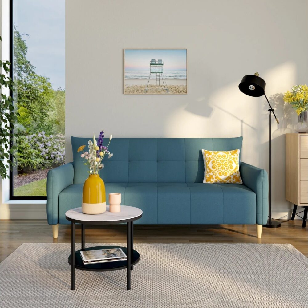 Banquette lit BIMBO tissu Bleu canard