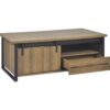 Table basse avec rangements CAISSE imitation chêne et noir