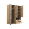 Armoire avec miroir, étagères, penderie et tiroirs LEON imitation Chêne et noir