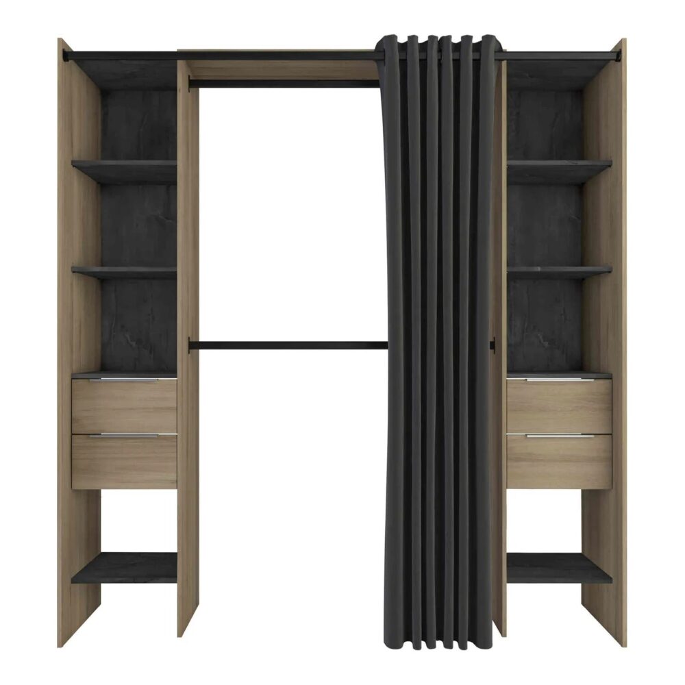 Dressing Extensible Avec Rideau Bois Naturel