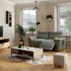 Table basse plateau relevable AZALEA Blanc et imitation chêne