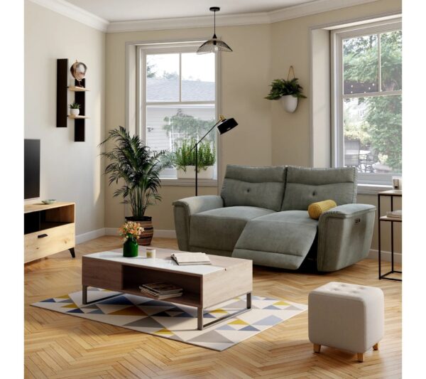 Table basse plateau relevable AZALEA Blanc et imitation chêne