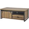Table basse avec rangements CAISSE imitation chêne et noir