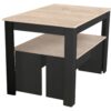 Ensemble table à manger et 2 bancs PASTA noir et imitation chêne