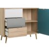 Rangement scandinave ARUBA Chêne, gris, bleu et blanc