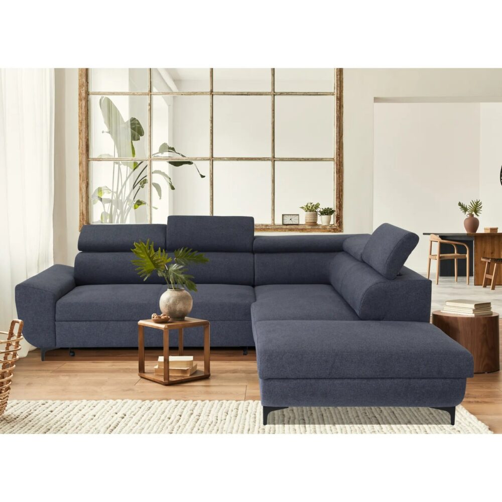 Canapé d'angle convertible droit WESLEY tissu loft anthracite