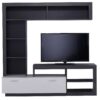 Meuble TV GLEN Blanc et imitation bois noir