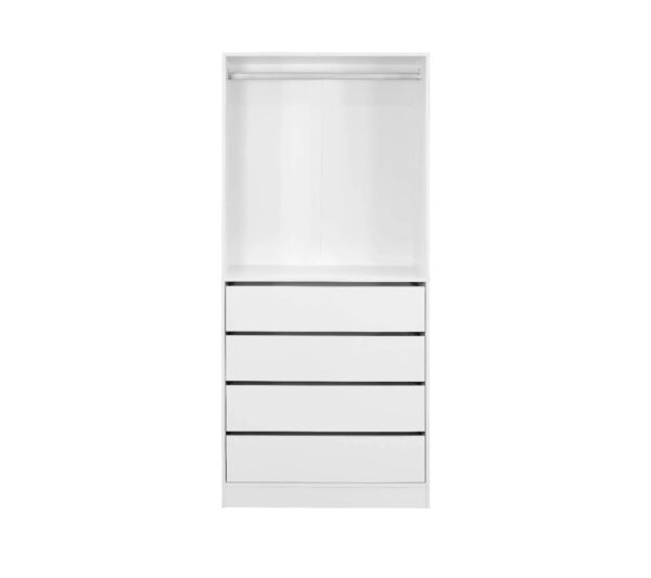 Module Dressing Avec 4 Tiroirs Et 1 Penderie Blanc. Panneaux Stratifiés