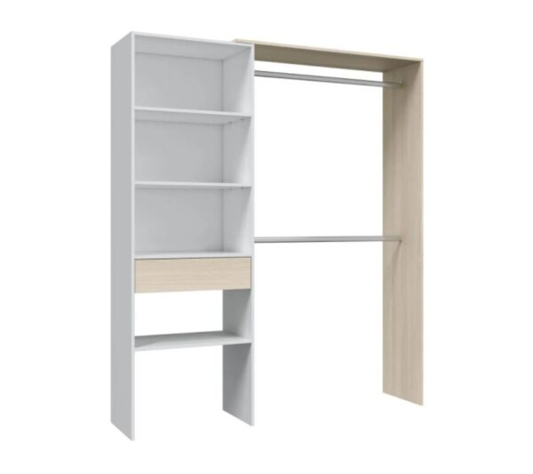 telechargement_4_9740d81f-a5b7-4870-9955-f3bf4628d154 Aménagement Dressing Réversible Blanc/chêne - Daji - L 158 X L 40 X H 187 Cm