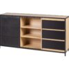 Buffet 1 porte 6 niches OSKAR imitation Chêne et noir