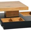 Table basse plateau pivotant TURN Imitation chêne et noir