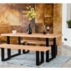 Table de séjour L.200 x l.100 cm VATIRA acacia et noir